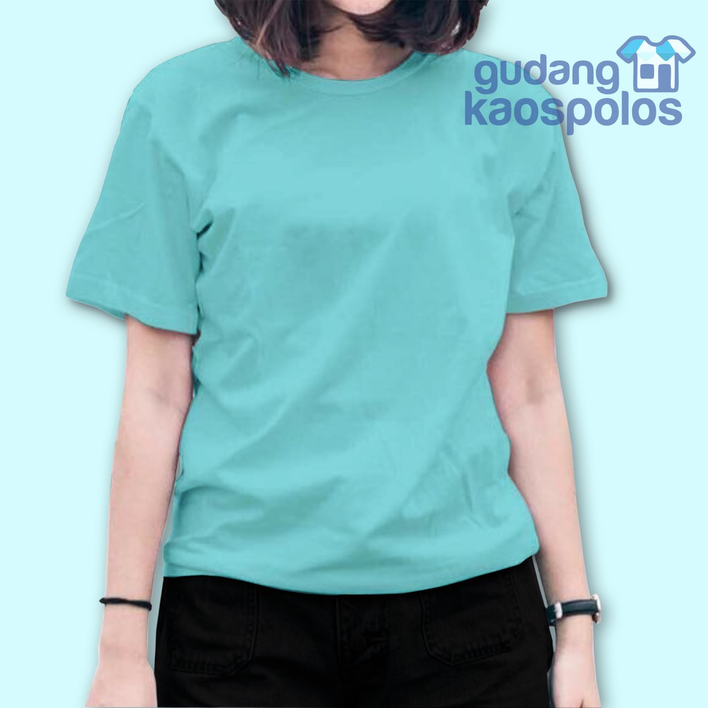 KAOS POLOS CEWEK BIRU TURKIS | WANITA | COMBED COTTON 30S