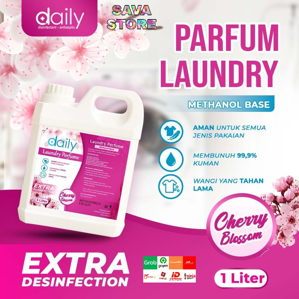 DAILY PEWANGI PAKAIAN INCLUDE DESINFEKTAN GRADE A  PARFUM LAUNDRY EXTRA DISINFECTION 1 LITER CHERRY BLOSSOM