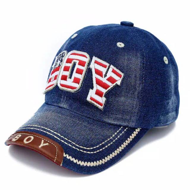 Topi Denim Anak Import Bordir Timbul Baseball Fashion Cap Trucker Hat