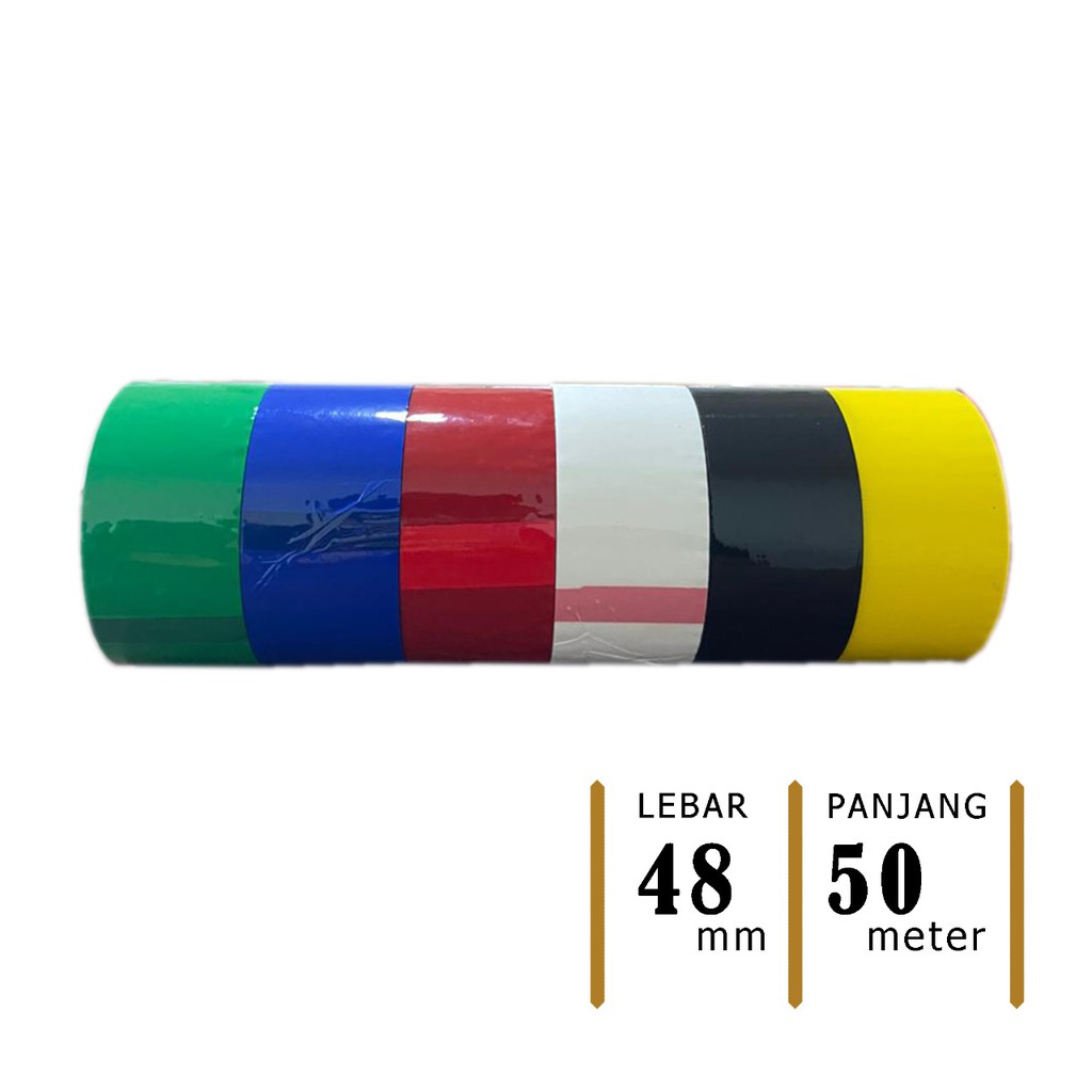 ISOLASI WARNA WARNI 48mm- LAKBAN OPP TAPE 48 mm MASTER PACK INDONESIA