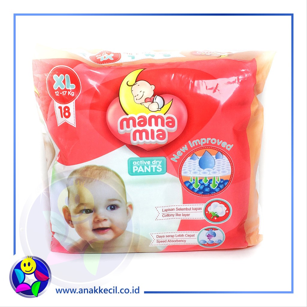 MAMAMIA PANTS XL18 CELANA DIAPERS POPOK SEKALI PAKAI