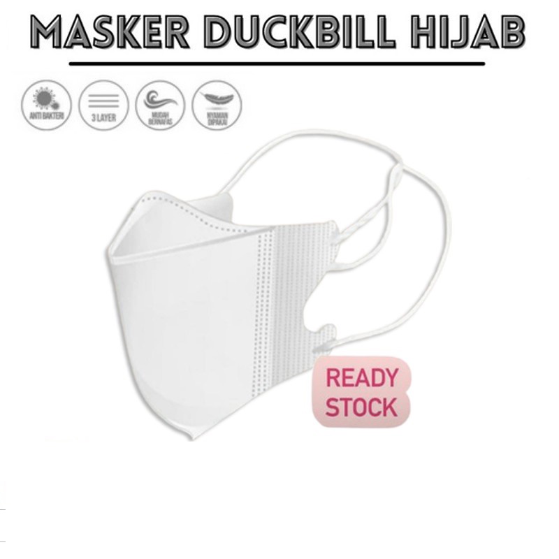 MASKER DUCKBILL HIJAB PREMIUM / MASKER HIJAB / MASKER DUCKBILL HIJAB / MASKER DUCKBILL HEADLOOP 3PLY