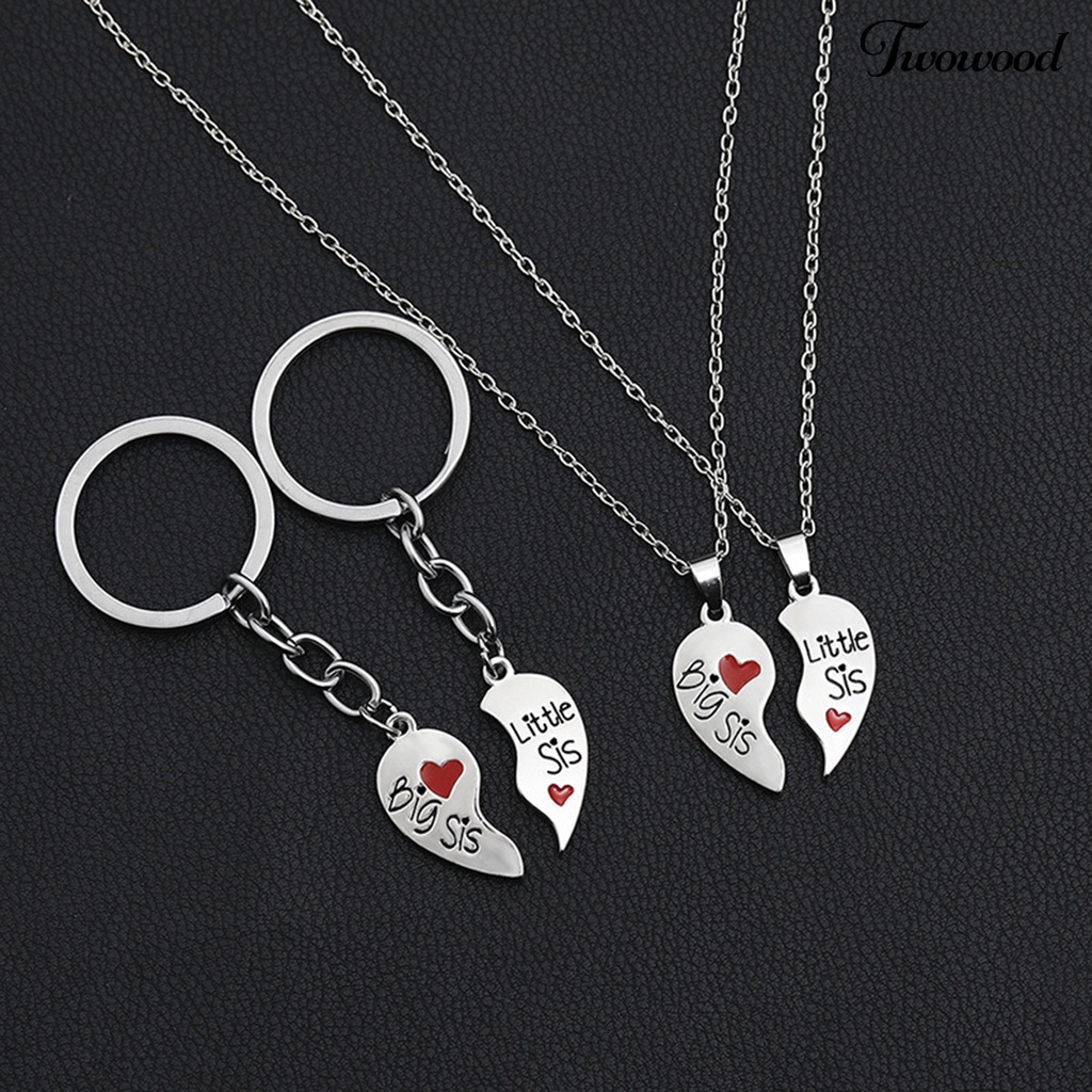 2 Set Kalung Bentuk Hati Bahan Stainless Steel Tahan Lama Untuk Hadiah