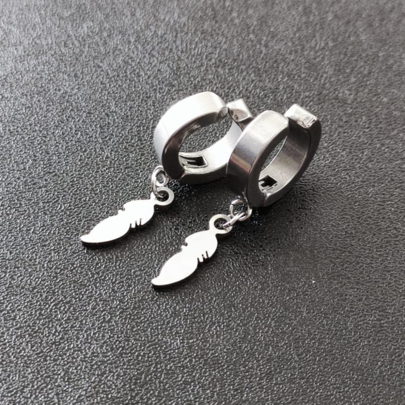 [1 Pasang] Anting-Anting Jepit Pria dan Wanita Titanium Stainless Steel