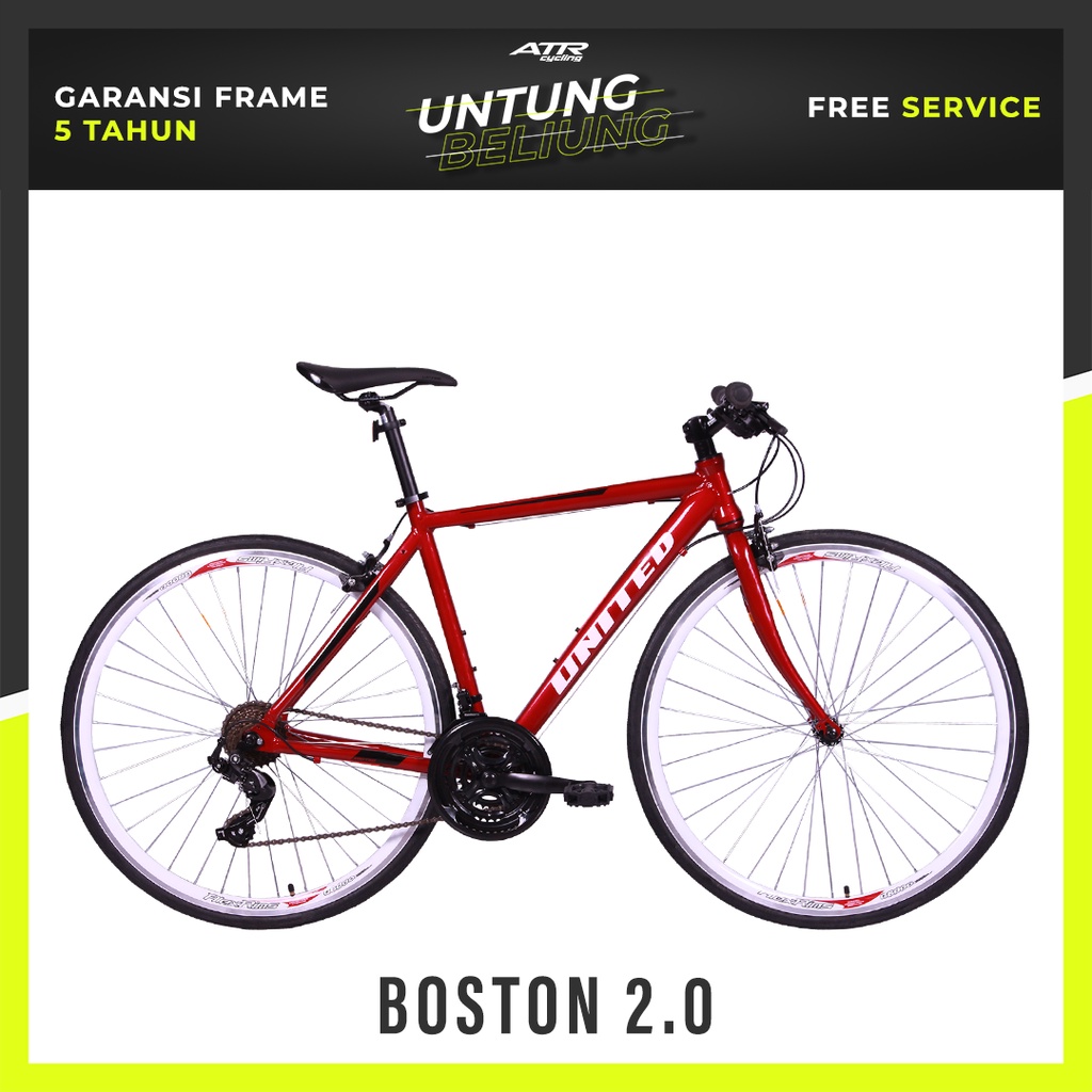 Sepeda HYBRID United Boston 2.0 700 C - (21.1) RD-WHBK
