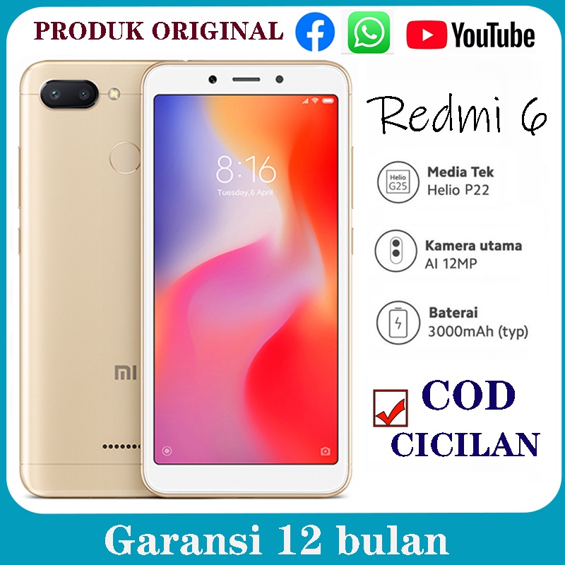 Xiaomi Redmi 6 RAM 3+3gb/4+64gb 5,45 inci Garansi 1 Tahun