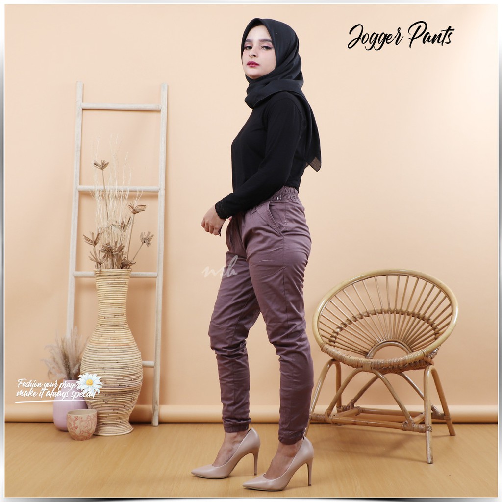 [𝓷𝓼𝓱] Celana Jogger Wanita Katun Stretch