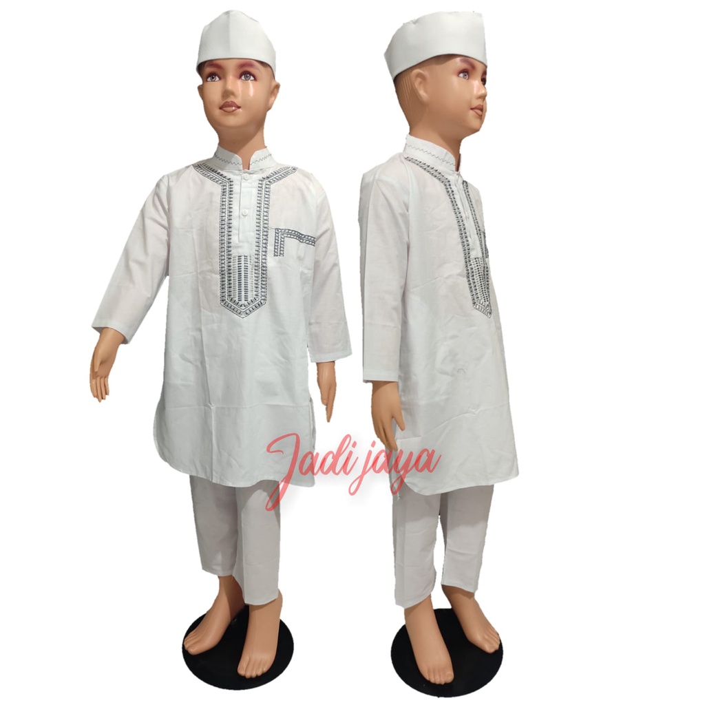 Setelan Koko Kurta Bordir Koko Anak Lengan Panjang Size 1-12 Tahun