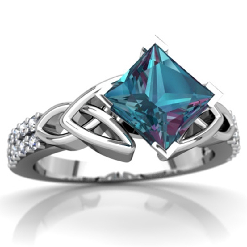 Cincin Sterling Silver   Batu Topaz Warna Pelangi untuk Pria / Wanita