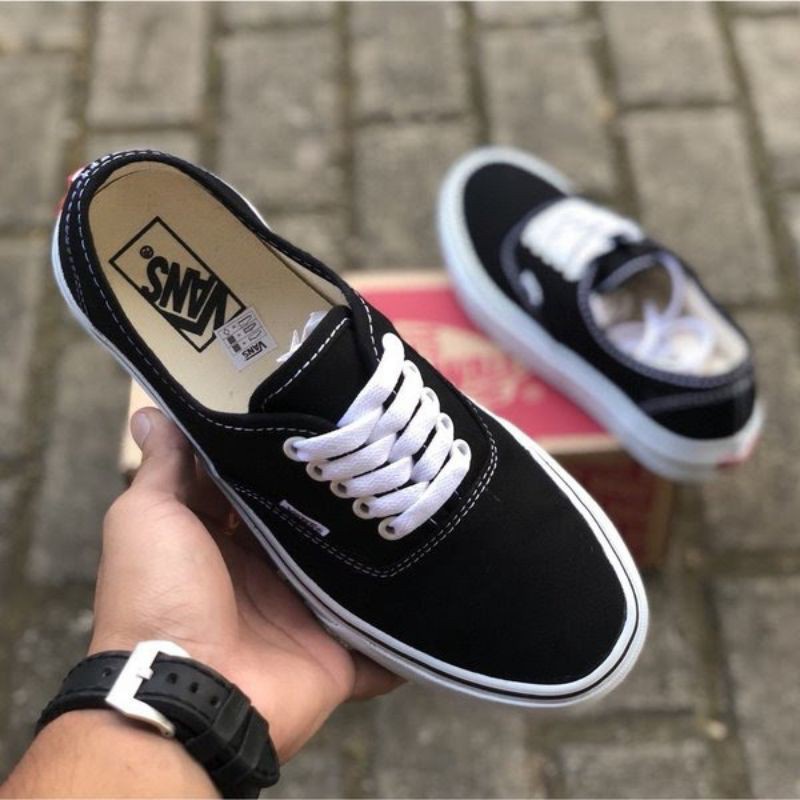 Vans authentic black white OG Big Sale sepatu pria dan wanita dengan box