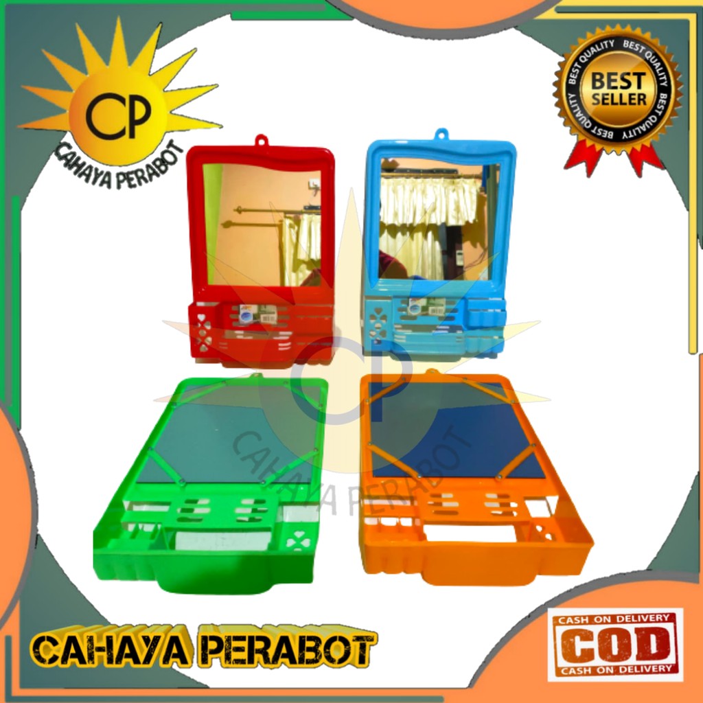 Rak Cermin Kaca Kamar Mandi Gantung jm50 Bahan Plastik