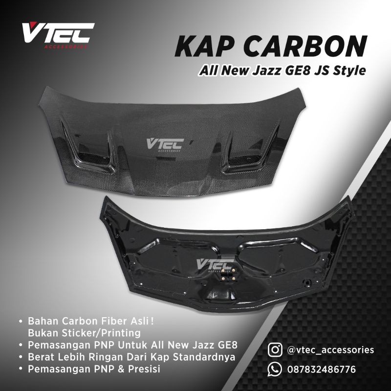 Kap Mesin Carbon All New Jazz Ge8 Js Racing Style