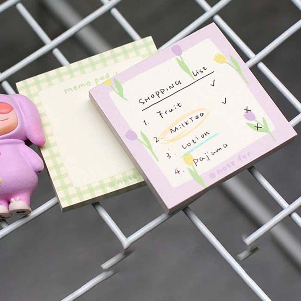 Lanfy Notepad Portable Self-Adhesive Plaid Memo Pad Sticky Label Perlengkapan Kantor Sekolah Tangan Akun Catatan Meninggalkan Kertas Pesan