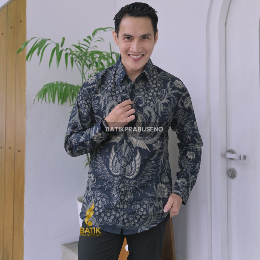 SAWOGALING Batik Prabuseno Slim Fit Lengan Panjang Batik Pria Premium Printing Lapis Furing Original