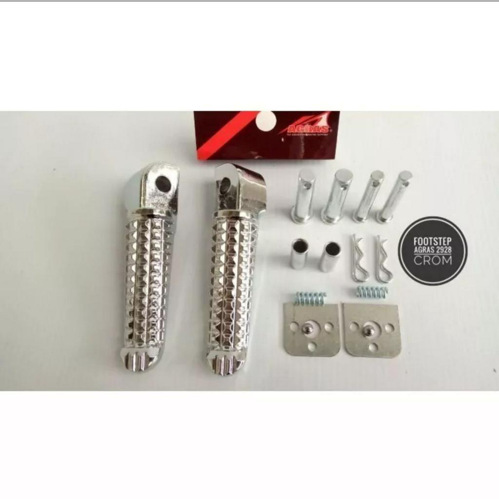 FOOTSTEP SATRIA FU BOSTEP POSTEP PIJAKAN KAKI BELAKANG AGRAS SATU SET SILVER CHROME