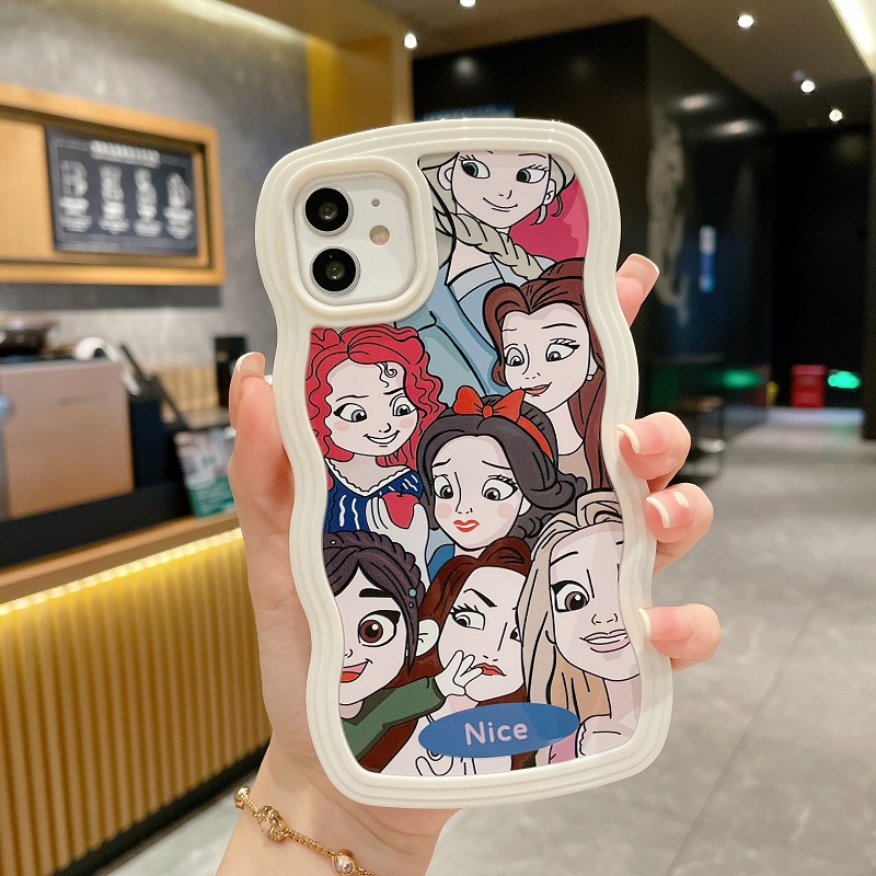 2 in 1 case Pelindung Tahan Jatuh Pola Kartun princess Untuk iPhone 11 12 13 Pro MAX X XR XS MAX