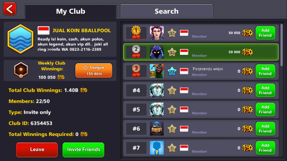 Akun 8 Ball Pool Polosan Coin 500m Shopee Indonesia