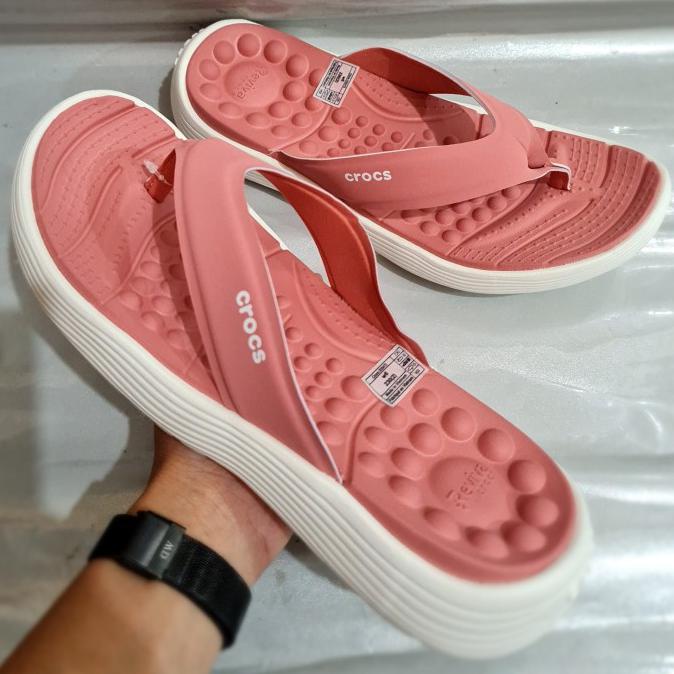 Best Seller Original Sandal Jepit Wanita Crocs / Reviva Flip Women Crocs / Sandal Wanita - Pink, W6
