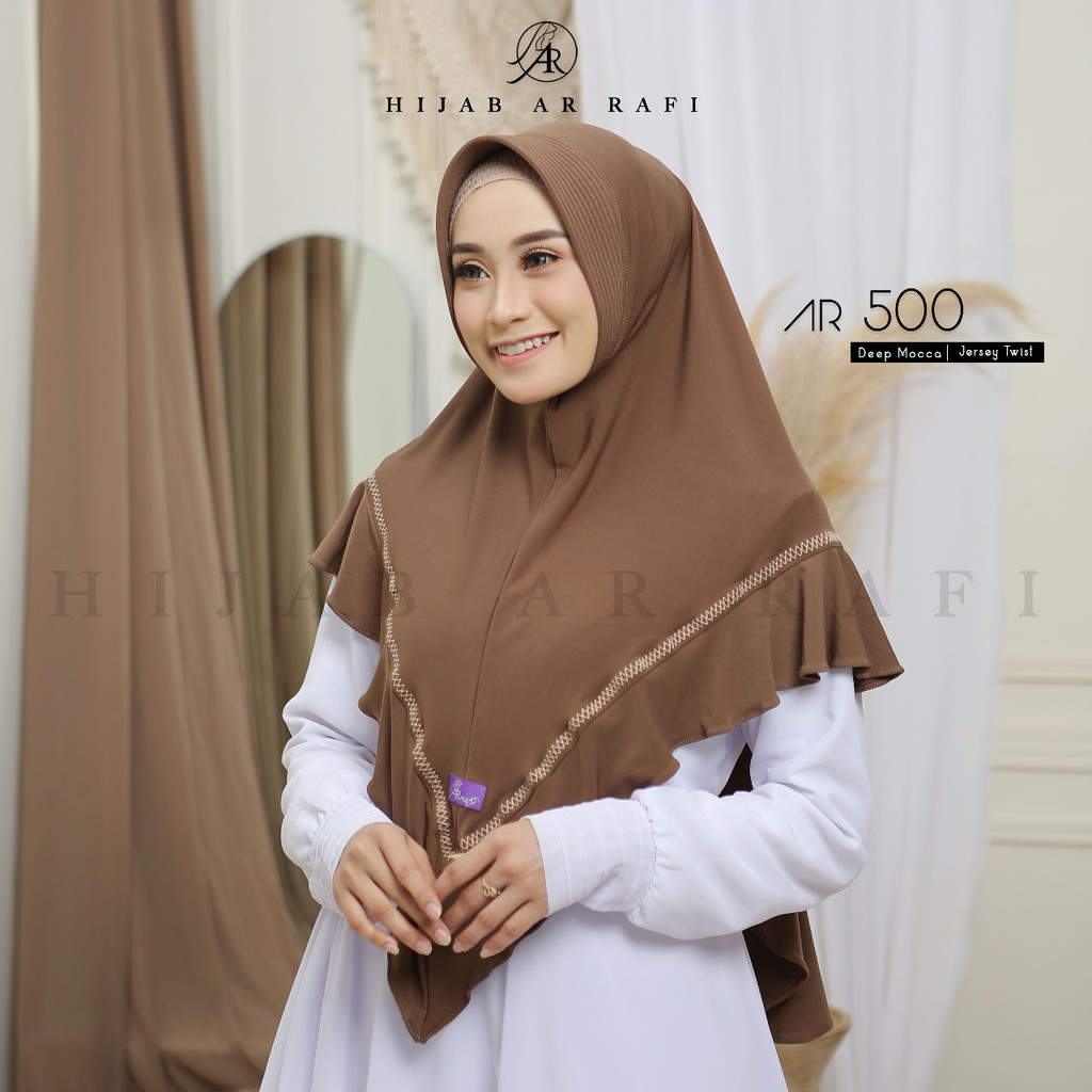 Terbaru Terlaris Hijab Ar rafi AR 500 Jilbab Bergo Instan Jersey Variasi Stik Kerudung Instan Antem-8