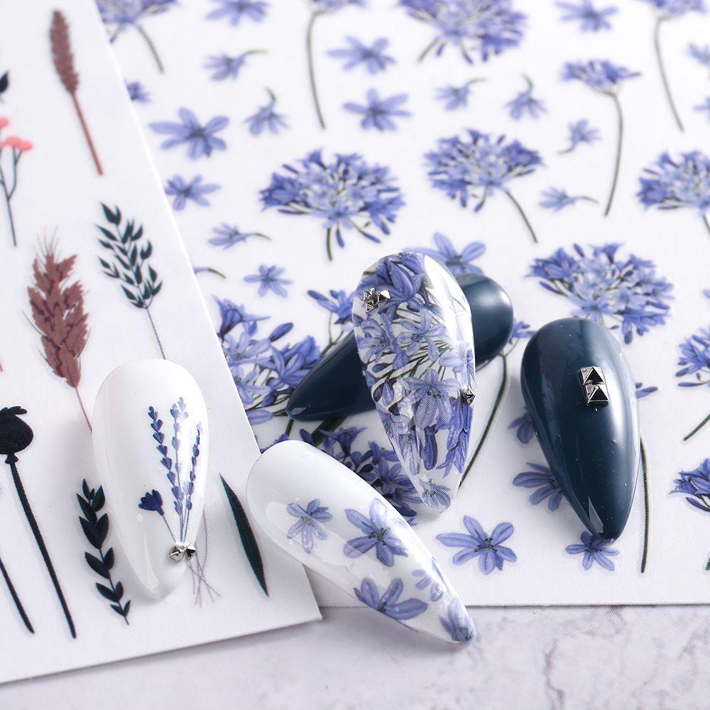 Preva Stiker Kuku Dekorasi Kuku Self-Adhesive Decals Desain Warna-Warni Sakura