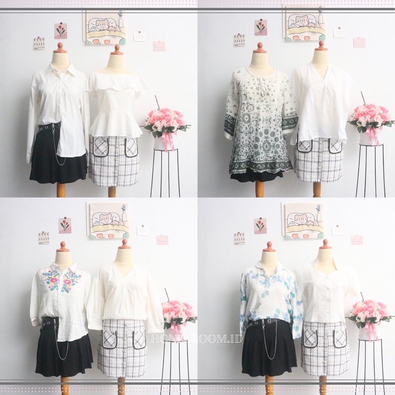 Kemeja Blouse Putih Wanita Top Korean Style