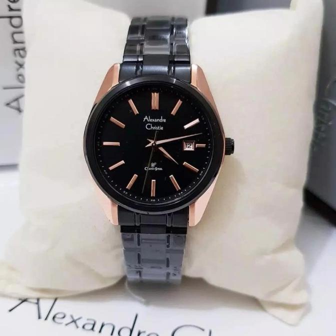 Jam Tangan Alexandre Christie Wanita AC8514 / AC 8514 Black Rosegold barang ada