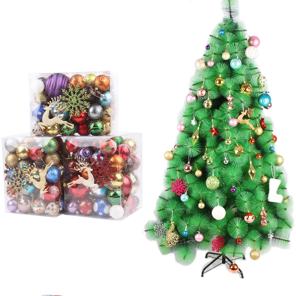 1 Box Bright And Matte Christmas Balls Hanging Ornaments For Xmas Tree Home Decor