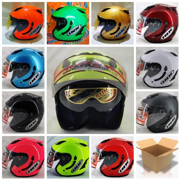 [paking box kardus] helm ink KW centro double visor plus anti maling dobel kaca keren