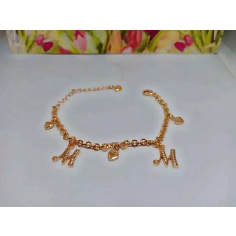 Fourfashion Gelang Tangan Sirkon Huruf Motif Kecil kekinian