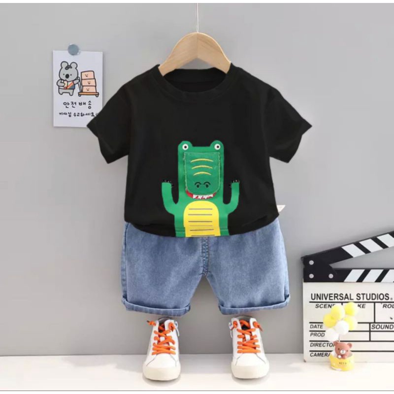 PROMO-SETELAN SOFT JEANS DENIM ANAK LAKI-LAKI DAN ANAK PEREMPUAN UMUR ANAK 1-5 TAHUN PAKAIAN BAJU MUSIM PANAS ANAK TERBARU 2022