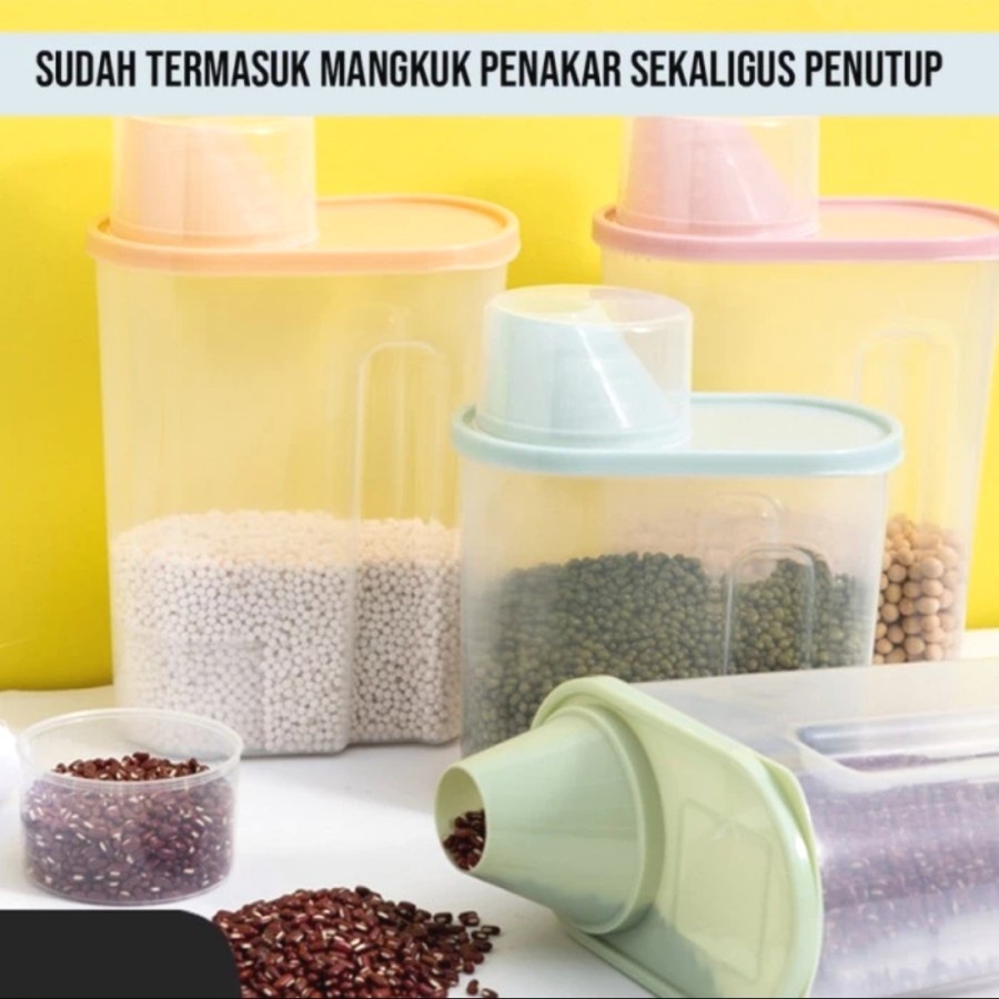 Kotak Dispenser Penyimpanan Beras Gandum Sereal Kacang Makanan