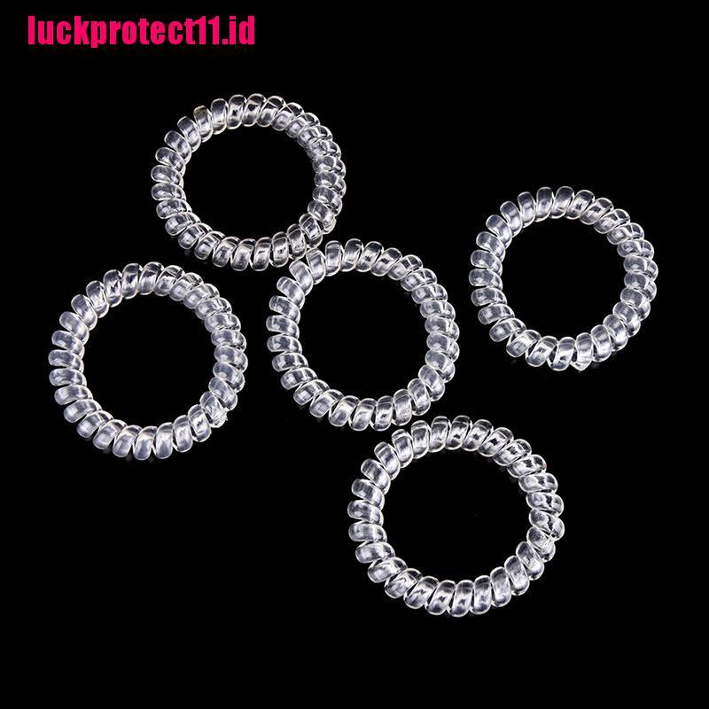 【LUCK】5pcs Lady Girl Clear Elastic Rubber Hair Ties Spiral Rubber Rope Hairband