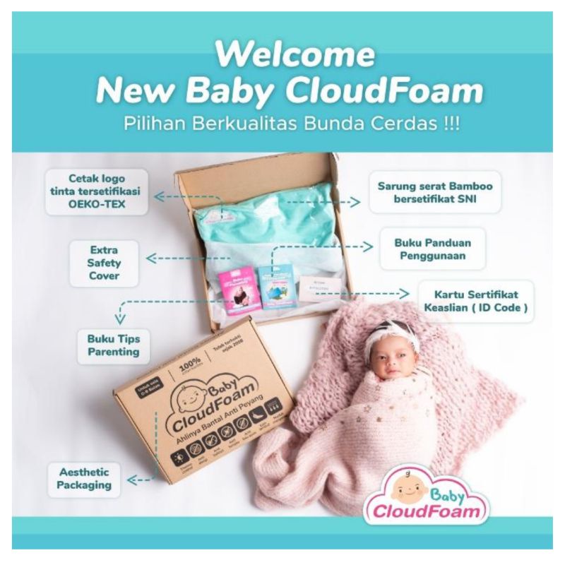 Sarung Bantal Baby Cloudfoam Cotton Bamboo Anti Bakteri