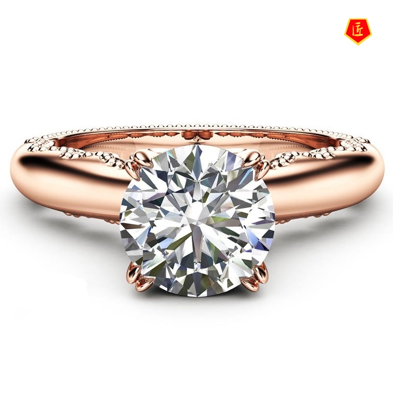 [Ready Stock]14K Rose Gold Luxury Creative Diamond-Studded Ring