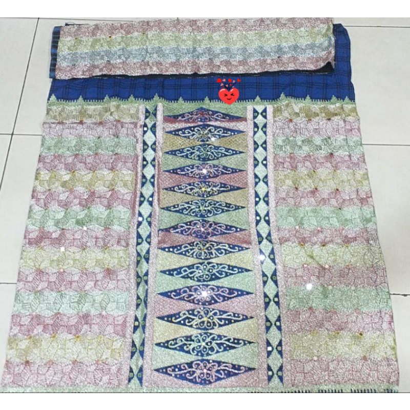 tapis lampung sulam tangan handmade asli pelangi tumpal