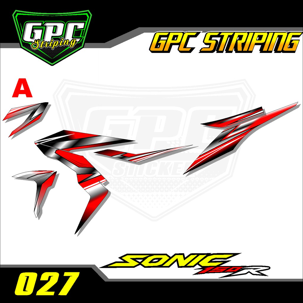 Sticker Striping sonic merah putih hitam -decal Stiker setriping Variasi List Motor GPC-027