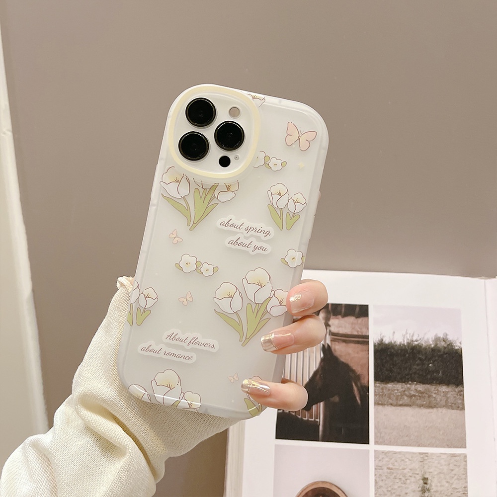 Soft Case TPU Motif Bunga Tulip Untuk iPhone 11 7Plus 8Plus Xr XS Max 13 12 Pro Max 11 13pro Max