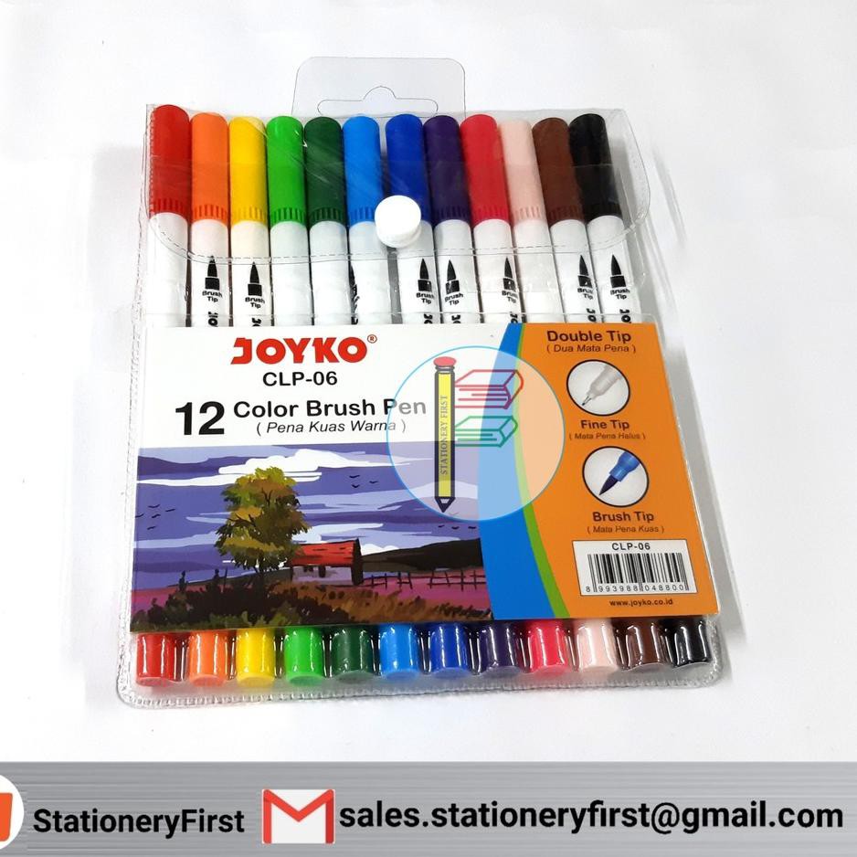 

T7E Brush Pen Joyko 12 warna CLP-06 2in1 (pena dan kuas warna) set Paling Popular