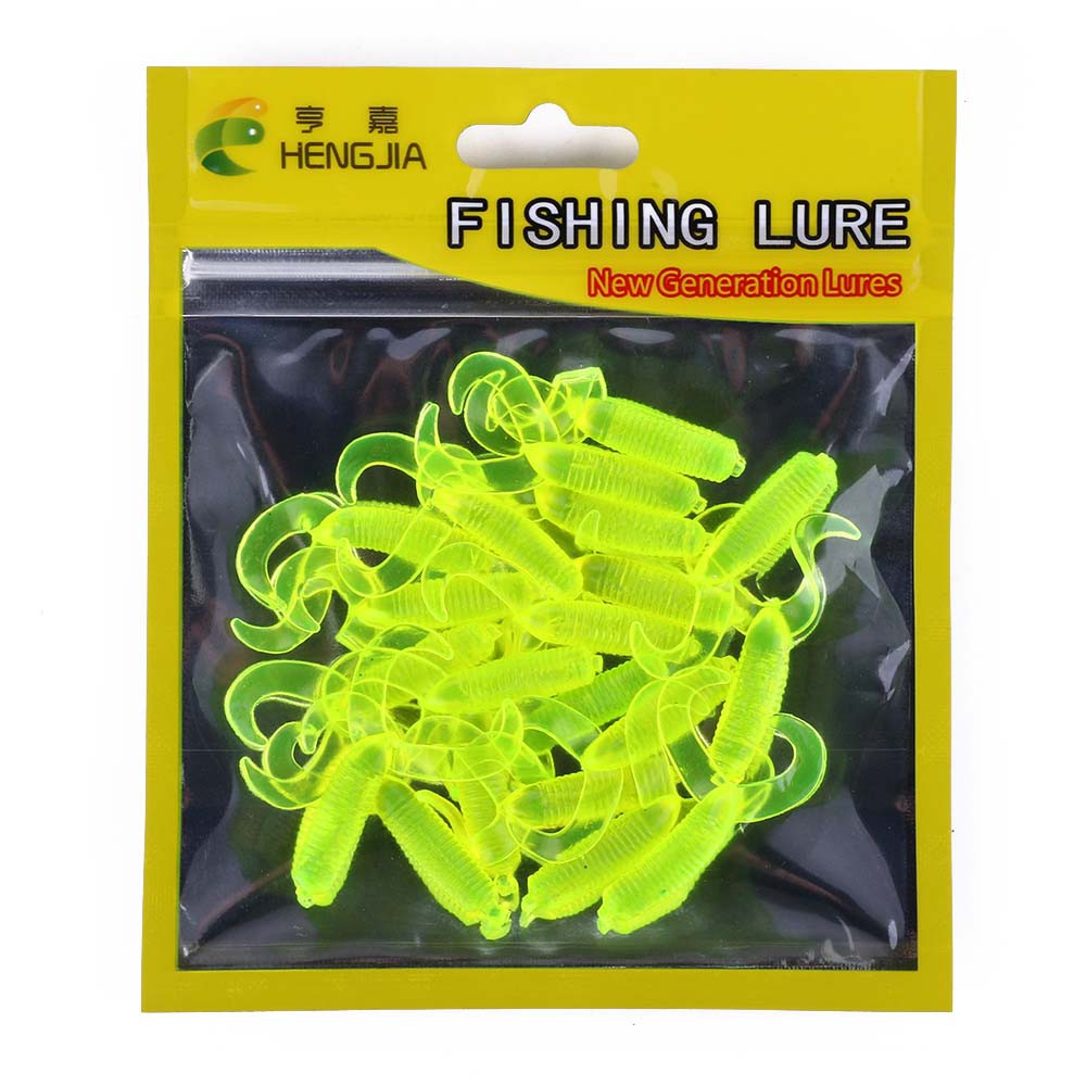 Hengjia 20PCS/Lot Umpan Pancing Soft Lure Pesca Silicone Bait 35mm/2g Umpan Ekor Ganda