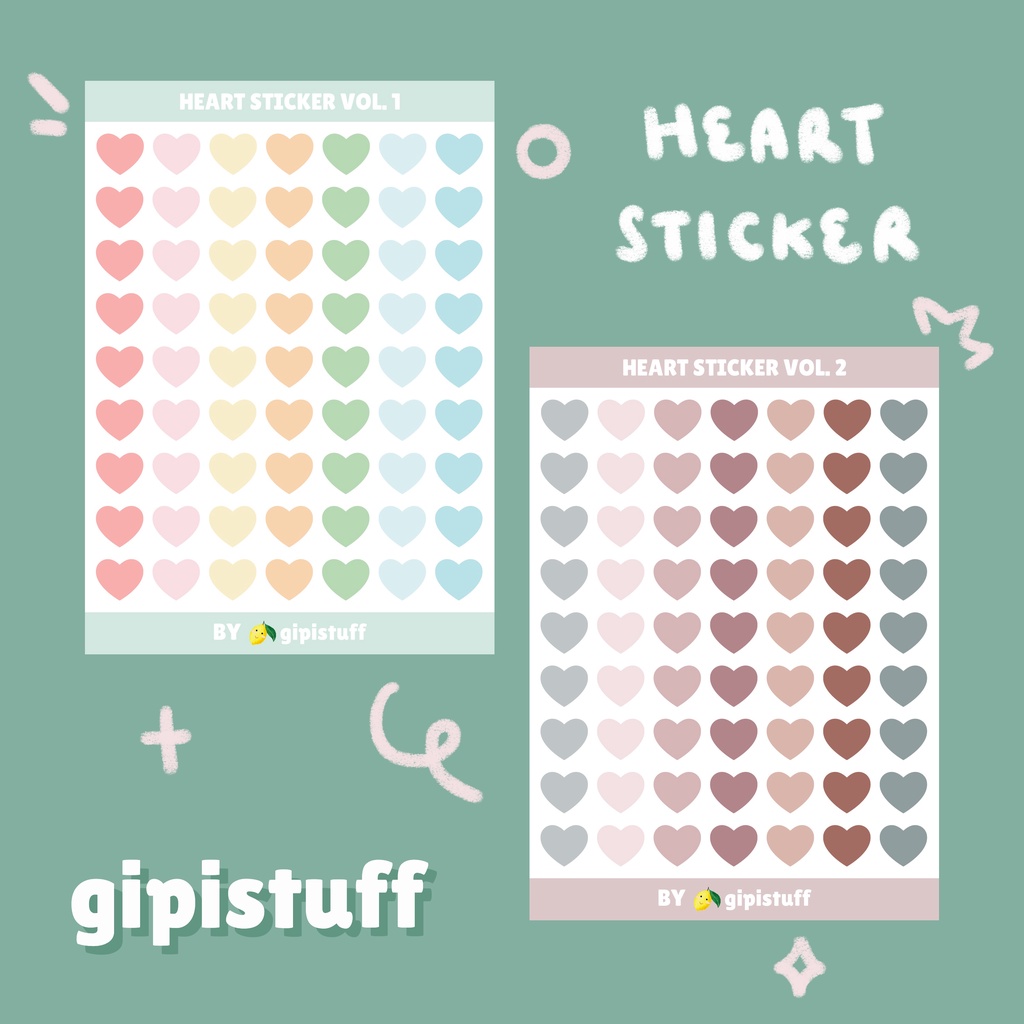 

GIPISTUFF Heart Sticker Sheet for Planner or Bullet Journal [Vinyl Transparan]
