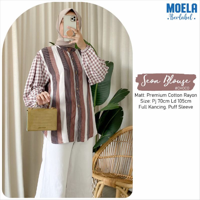 SEON BLOUSE atasan kemeja rayon premium original MOELA