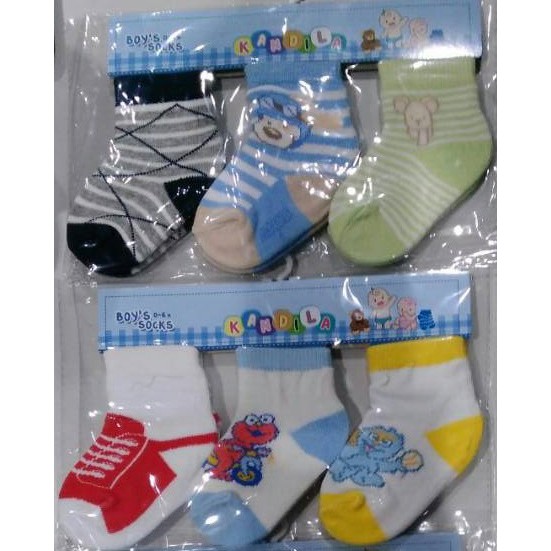 SOREX / KANDILA Kaos Kaki Bayi 3in1 - Baby Socks isi 3 pasang Motif Boy / Girl 0-6 / 0-12 Bulan