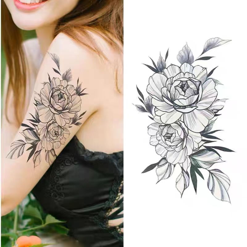 1 Lembar Temporary Tattoo Sticker Motif Bunga Fresh Waterproof Tattoo Stickers