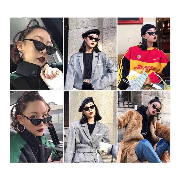 MOGYMOGY K714 Kacamata Fashion Anti Radiasi Bentuk Triangle Sunglasses Hitam Korea Style Unik