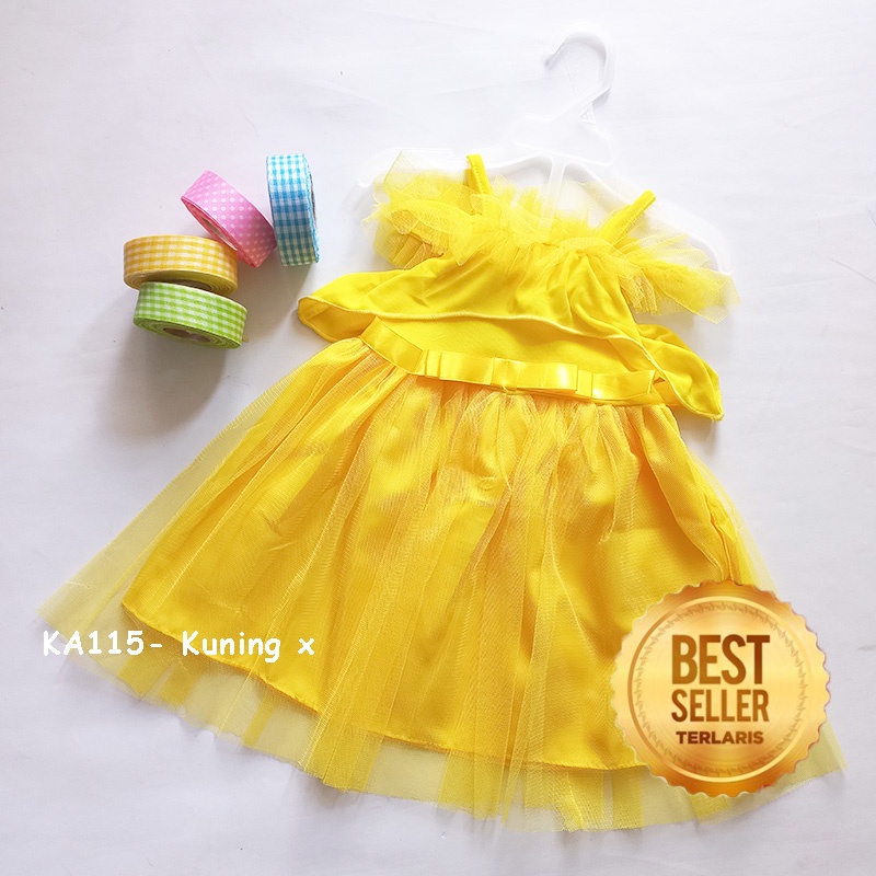 Dress Bayi NewBorn 6 12 Bulan Dress Sabrina Anak Warna Pink Kuning Salem Bahan Kaos Premium NB Baju Bayi Gaun Aqiqah Baptis KA115X