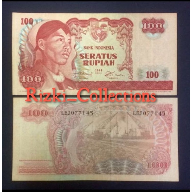 uang kuno seratus sudirman. 100 rupiah seri sudirman tahun 1968