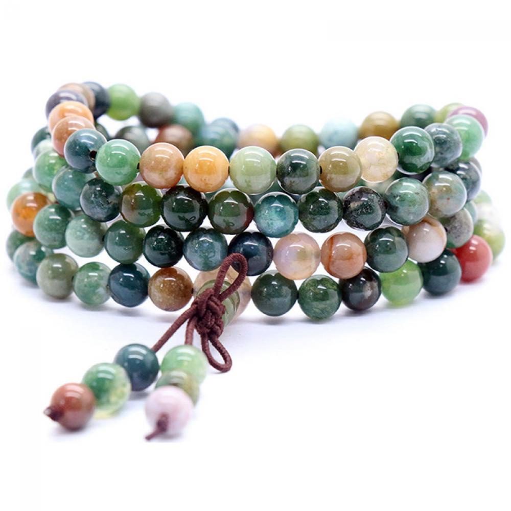 TOP 108 Beads Bracelet Necklace Moss Bangle Agate