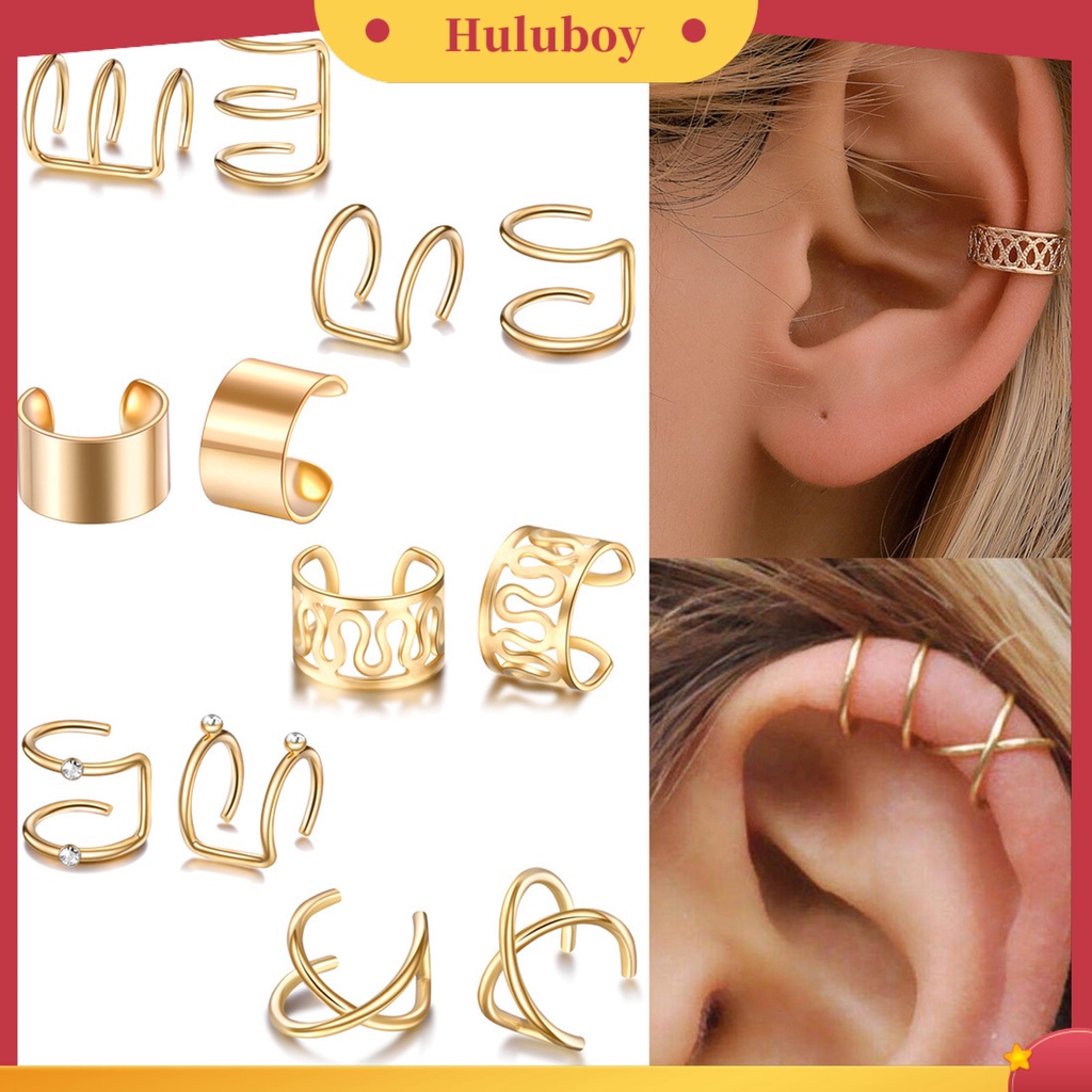 Hu Hu Hu Hu Hu Alat Bantu Pasang Kacamata♡ 12 Pcs Anting Klip Bahan Metal Untuk Wanita