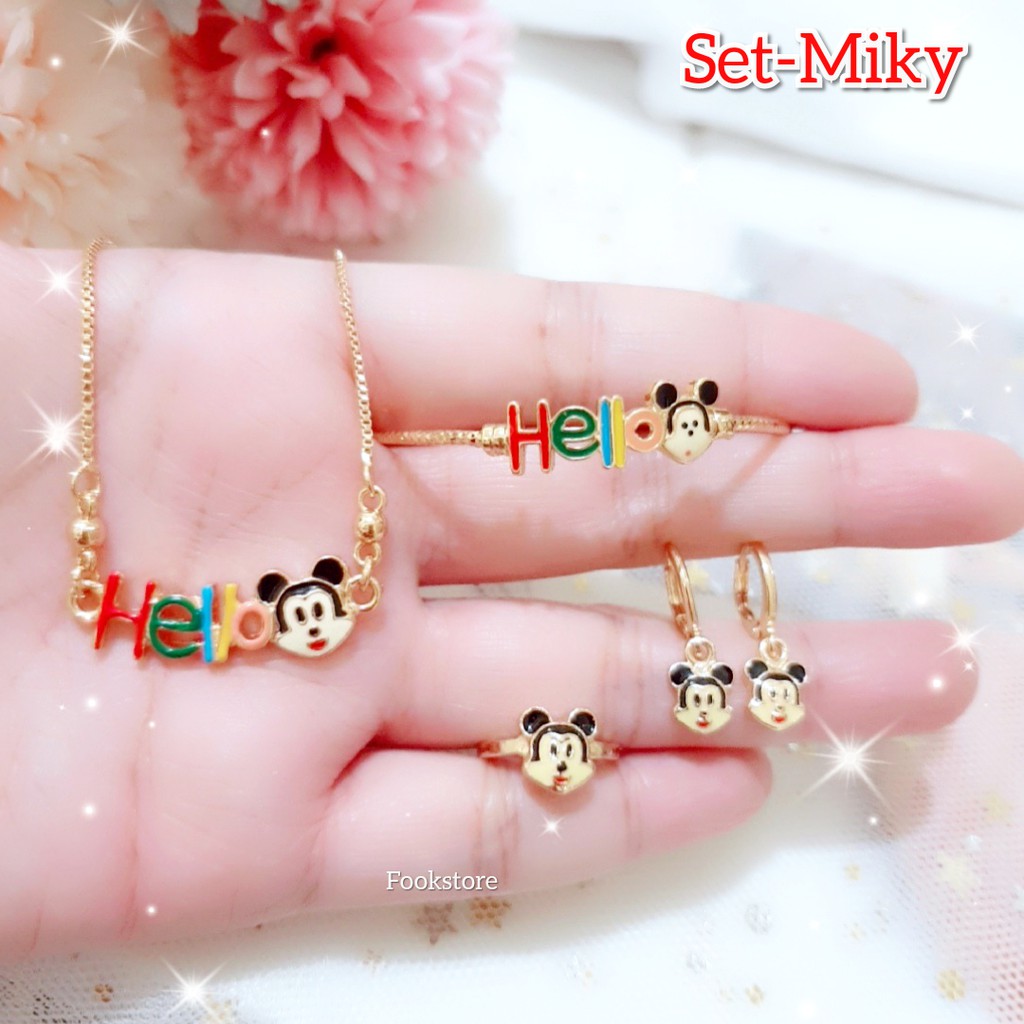 TERBARU SET KALUNG ANAK LUCU 4 IN 1 DAPAT CINCIN DAN ANTING# SET DORA