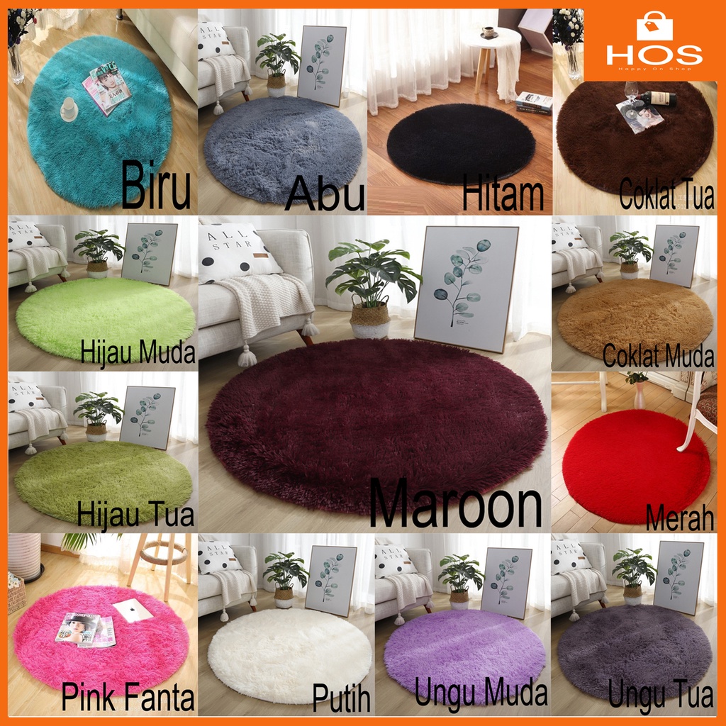 KARPET BULAT Polos Karpet Lantai Terbaru Dekorasi Ruangan Diameter 1 Meter l Happyonshop